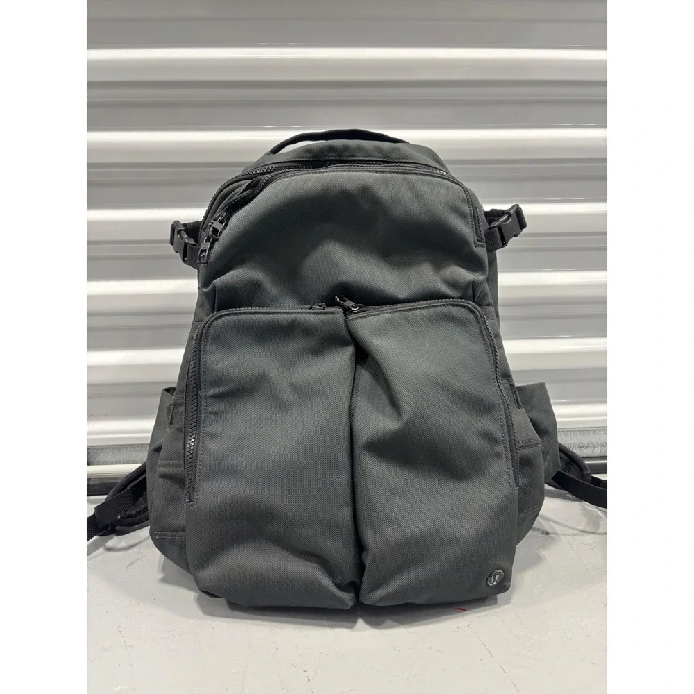 Lululemon Cruiser Backpack Dark Green Grey Multi Pocket Tech Laptop Bag